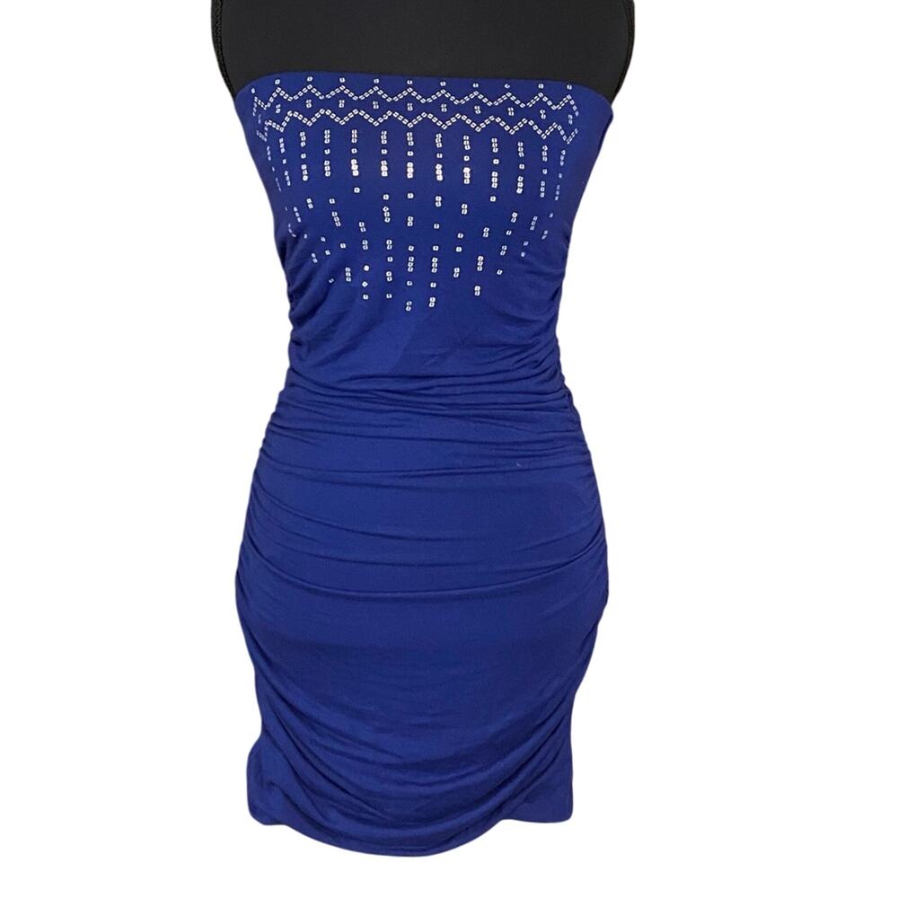 Victoria's Secret Blue Strapless Bodycon Dress with embellishment small mini